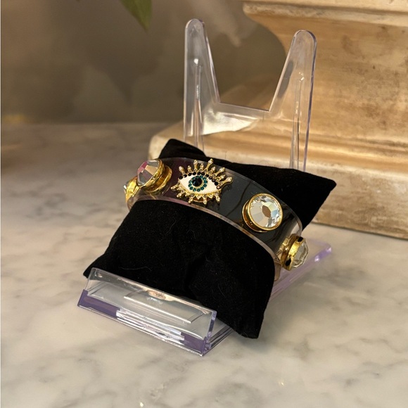 NWT Kurt Geiger Gold and Blue Eye Charm Bracelet with dust bag - Picture 7 of 8